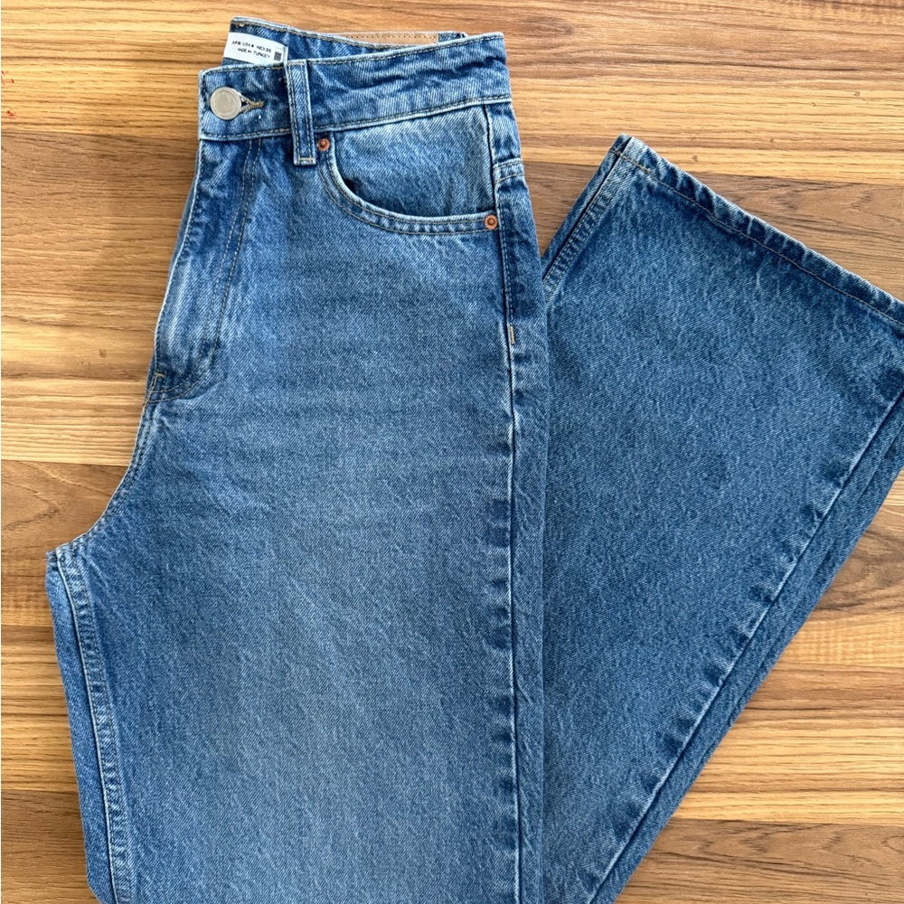 Zara Blue Wide Leg Flare Jeans - Picture 1 of 4